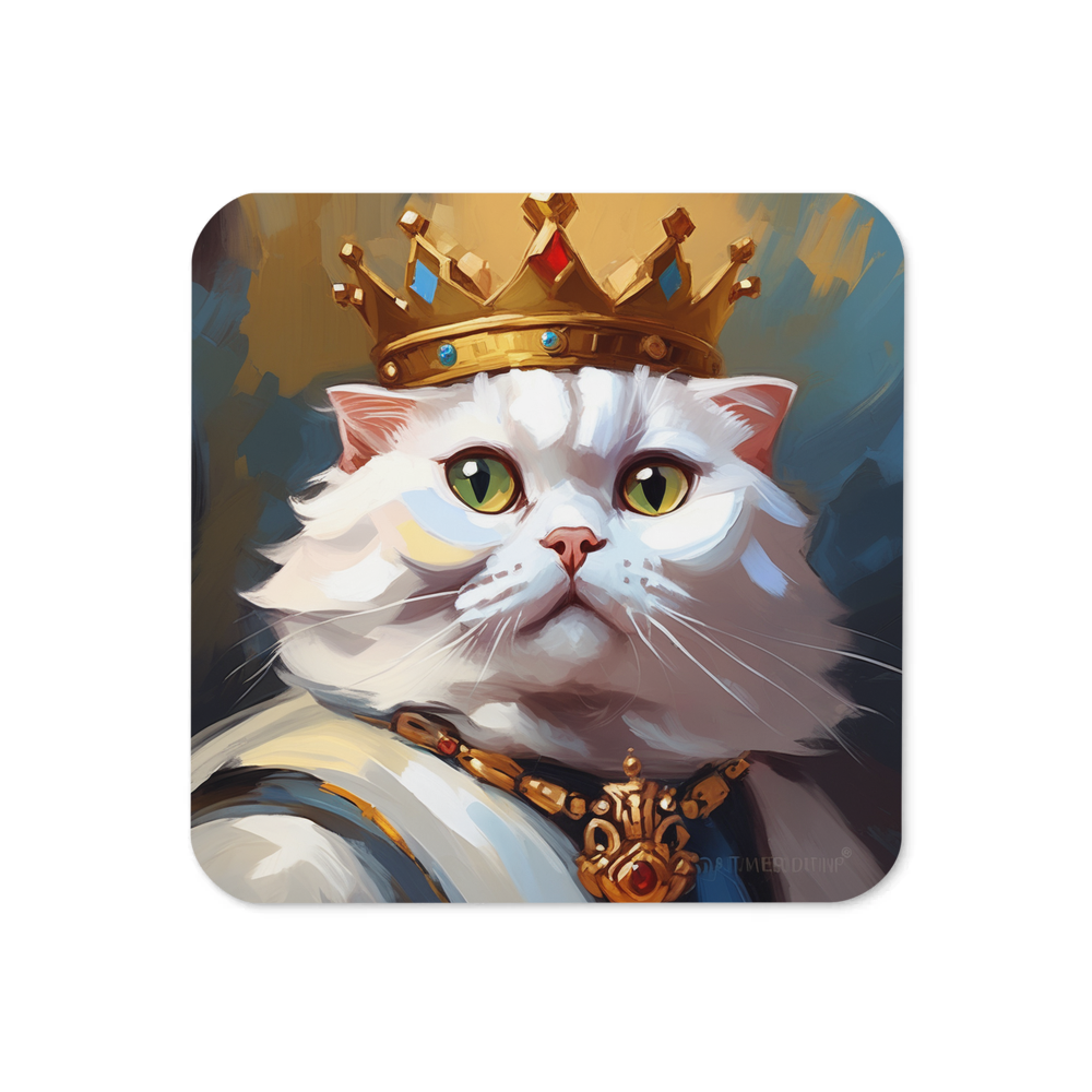 PugMug Custom White Scottish Fold Cat Coaster