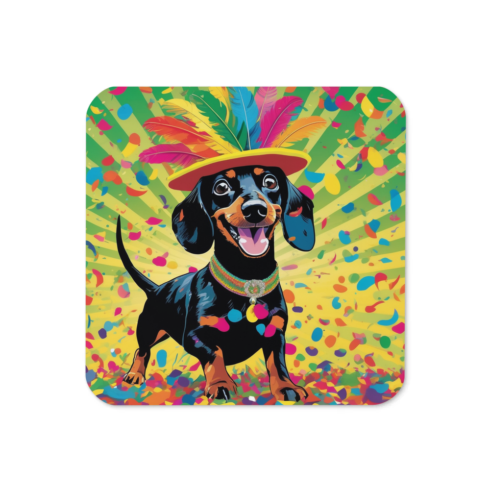 PugMug Custom Black Dachshund Coaster