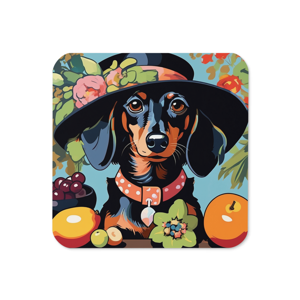 PugMug Custom Black Dachshund Coaster