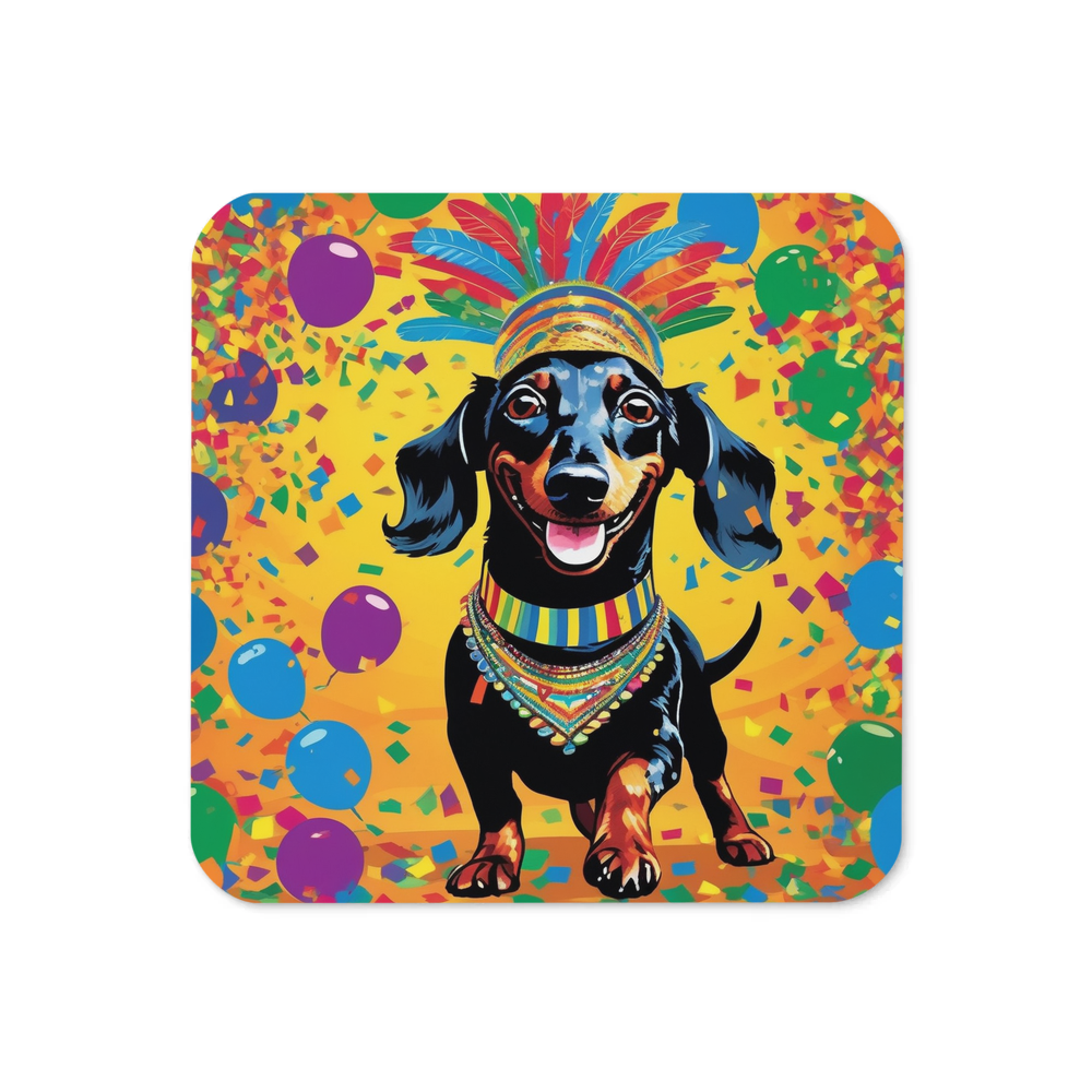 PugMug Custom Black Dachshund Coaster