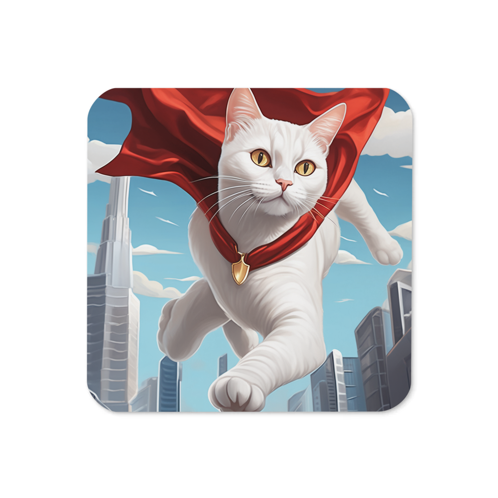 PugMug Custom White Companion Cat Coaster