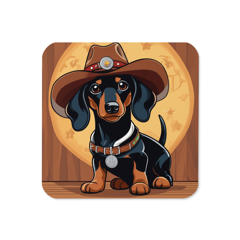 PugMug Custom Black Dachshund Coaster