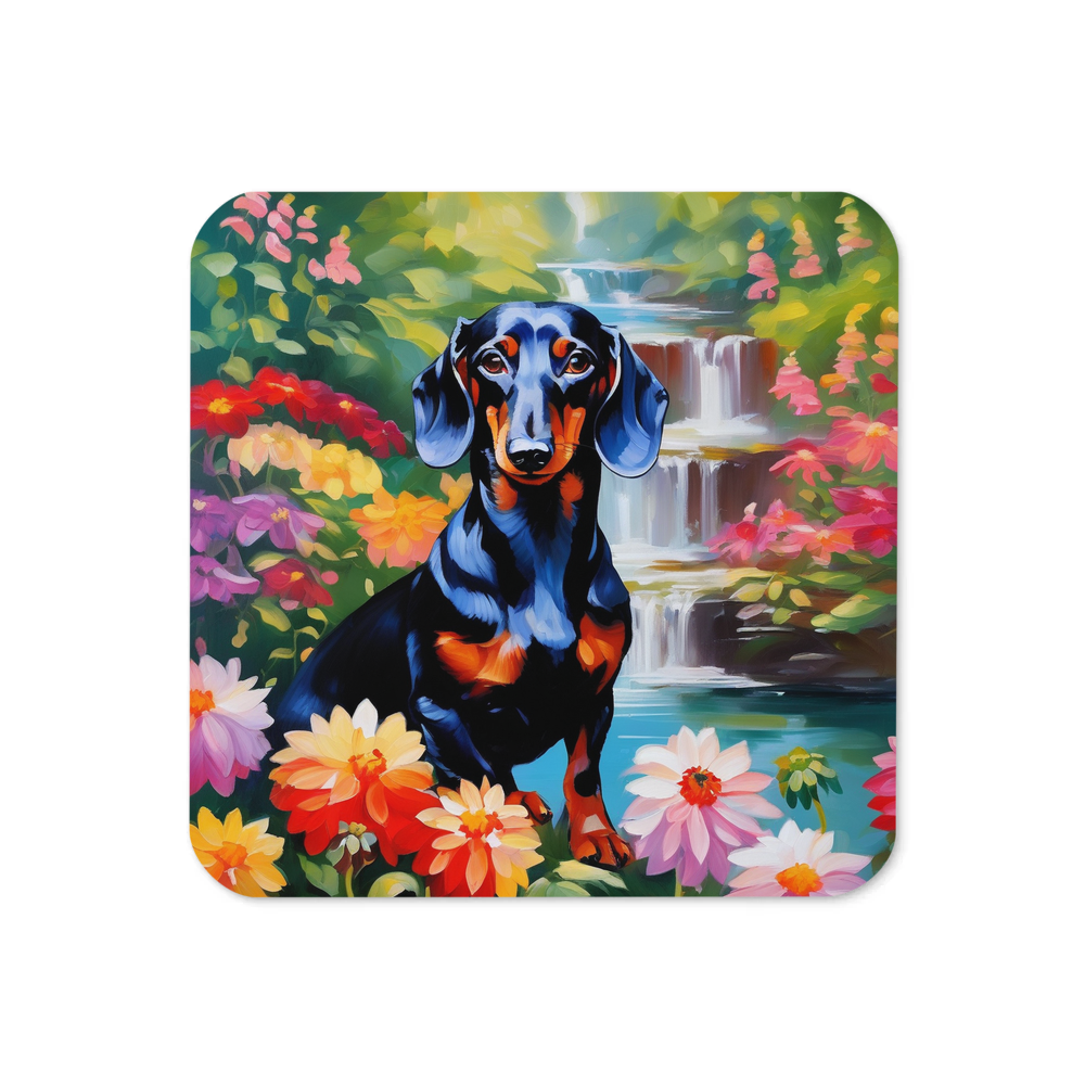 PugMug Custom Black Dachshund Coaster