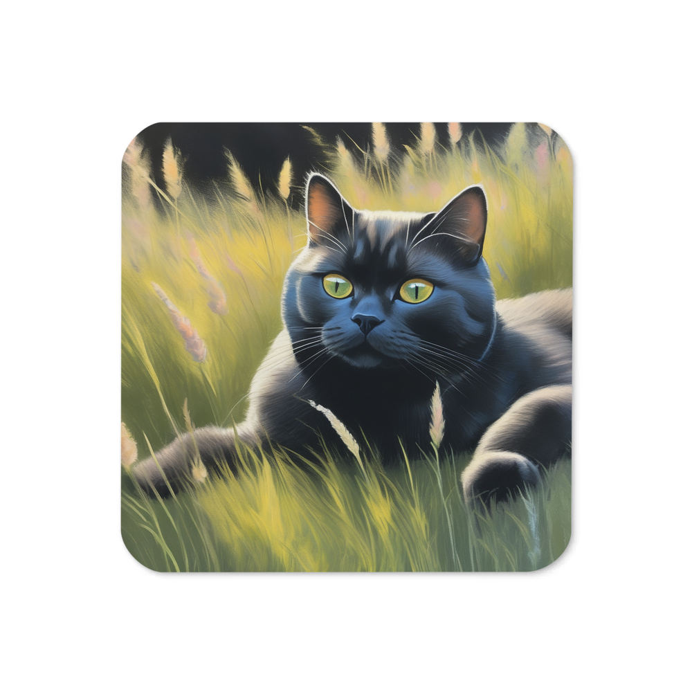 PugMug Custom Black British Shorthair Cat Coaster
