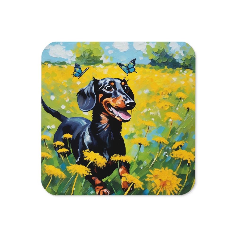 PugMug Custom Black Dachshund Coaster