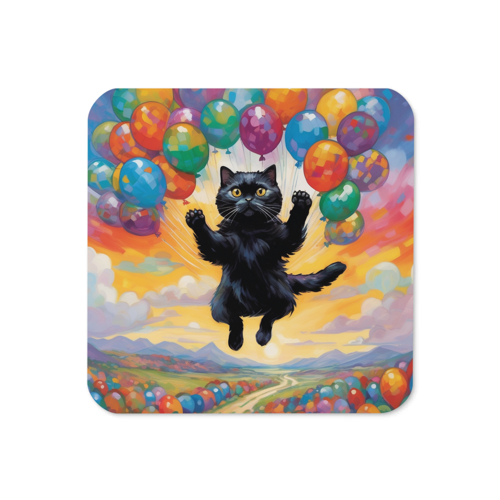 PugMug Custom Black Scottish Fold Cat Coaster