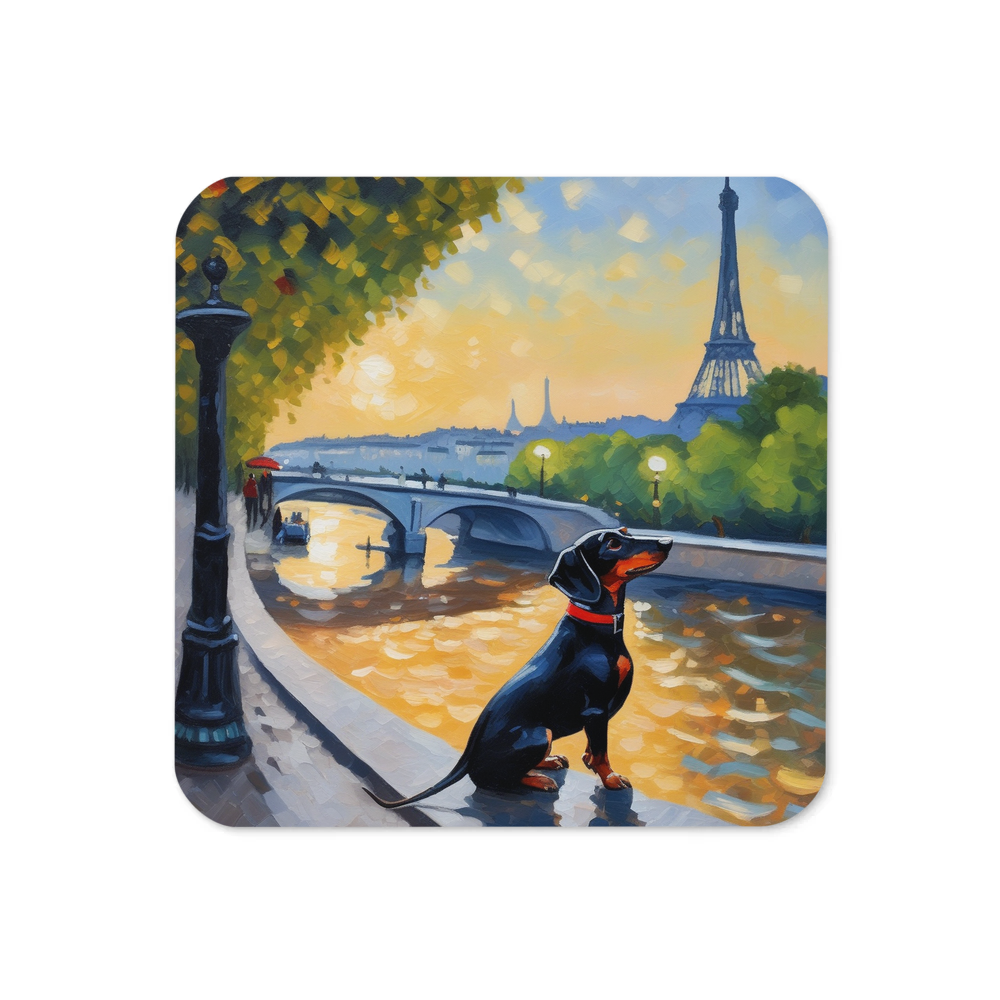 PugMug Custom Black Dachshund Coaster