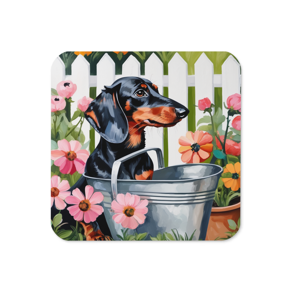 PugMug Custom Black Dachshund Coaster