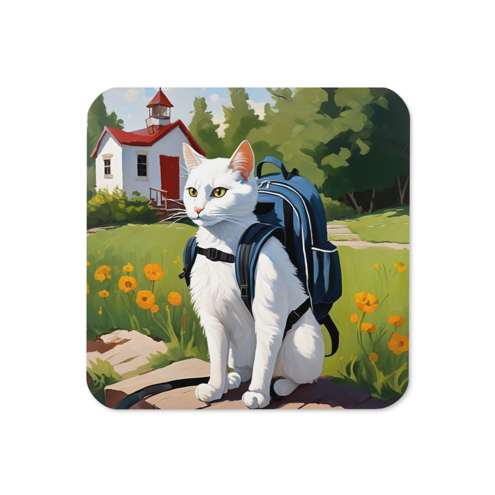 PugMug Custom White Companion Cat Coaster