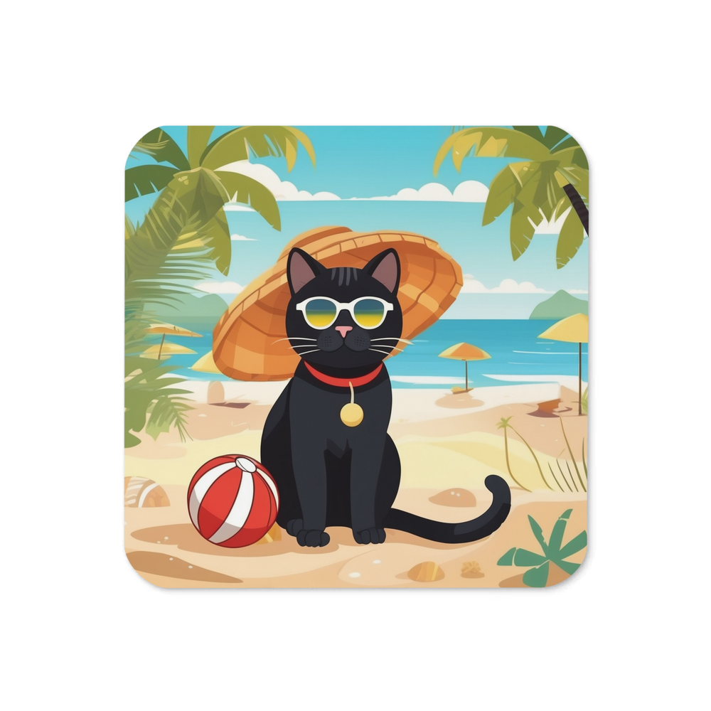 PugMug Custom Black Exotic Cat Coaster