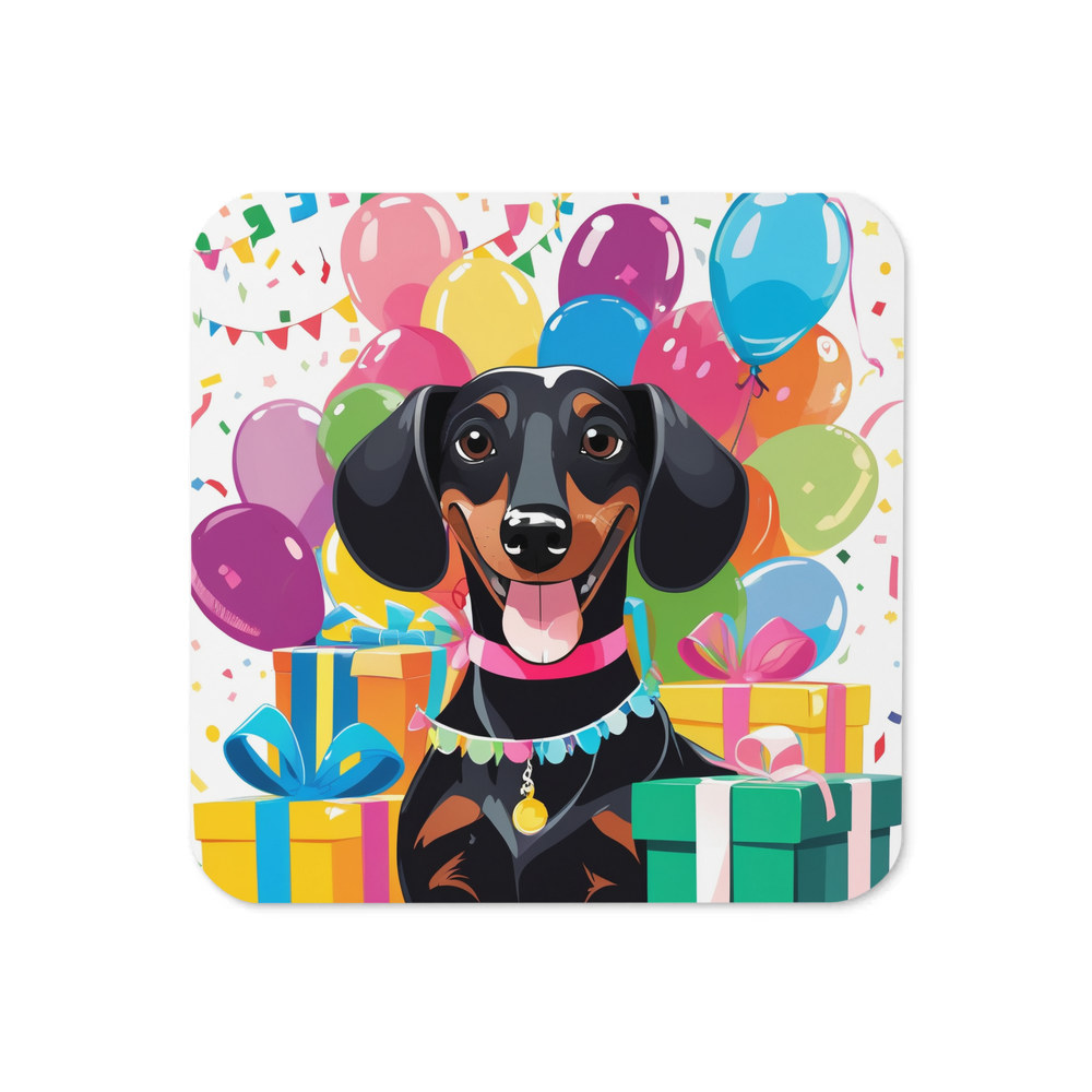 PugMug Custom Black Dachshund Coaster