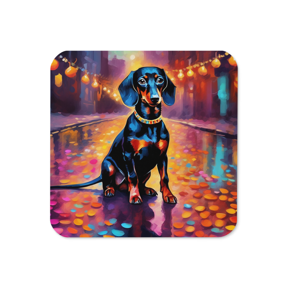 PugMug Custom Black Dachshund Coaster