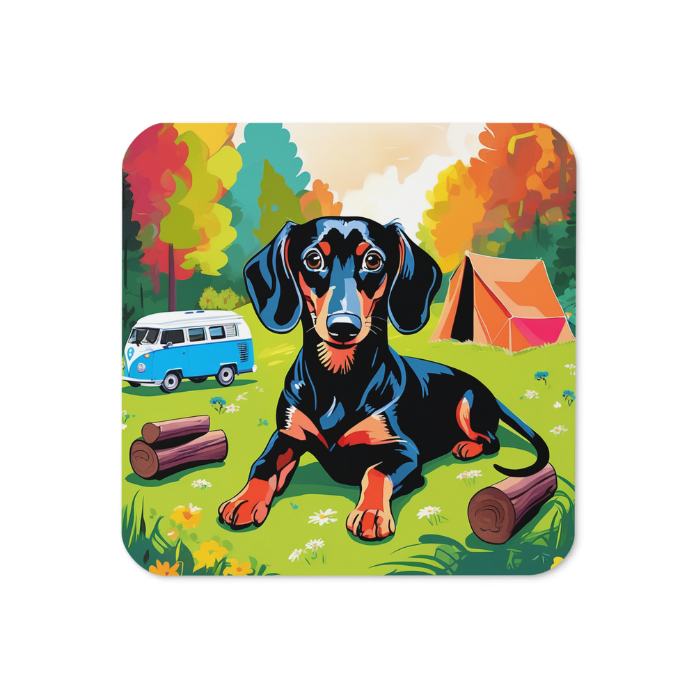 PugMug Custom Black Dachshund Coaster