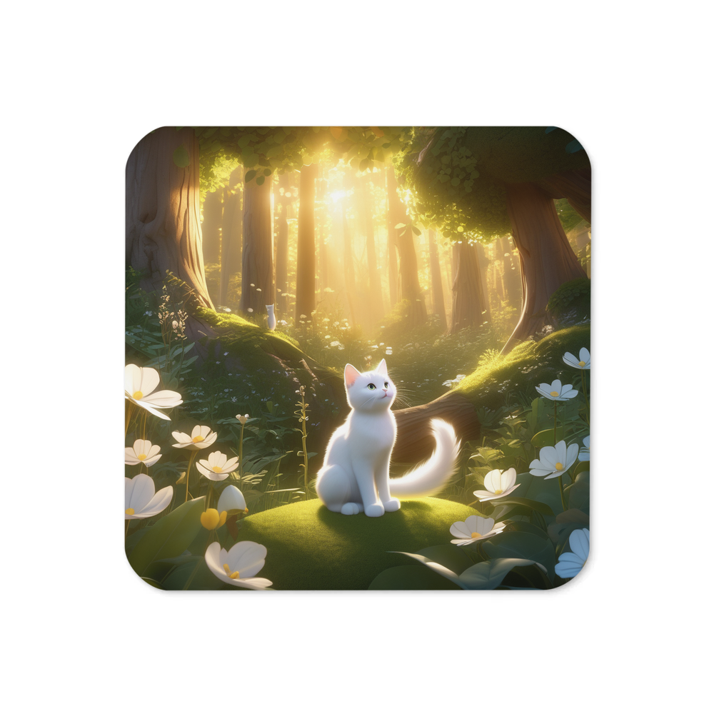 PugMug Custom White Companion Cat Coaster