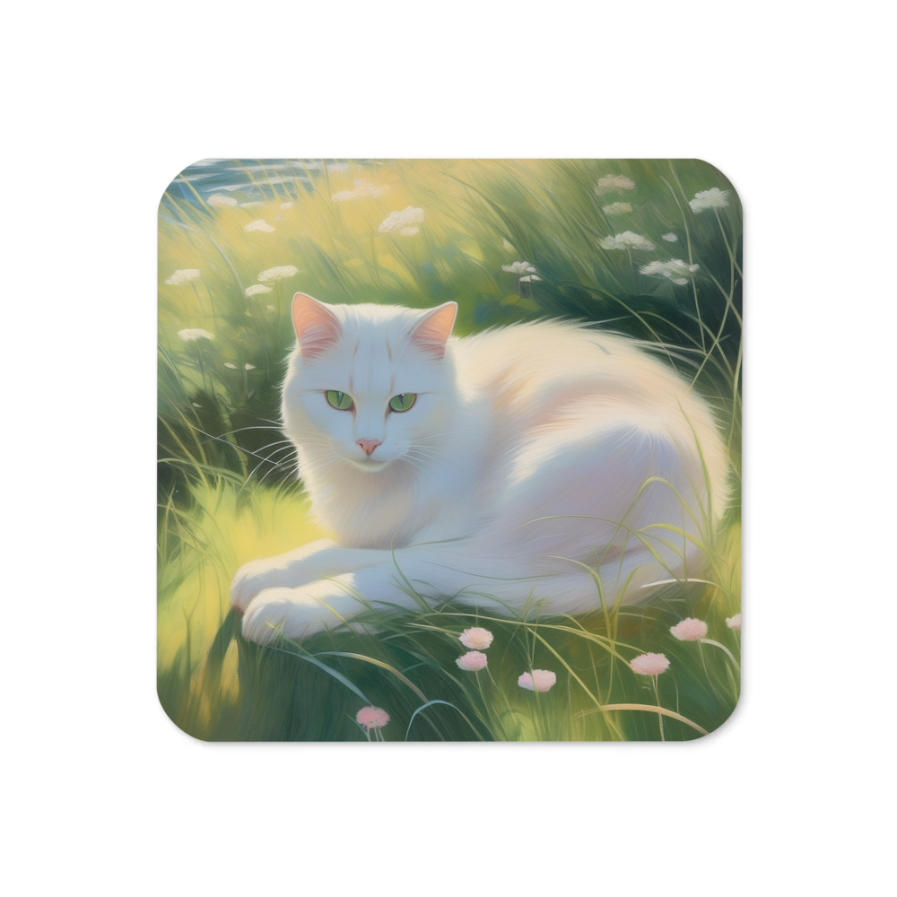 PugMug Custom White Companion Cat Coaster