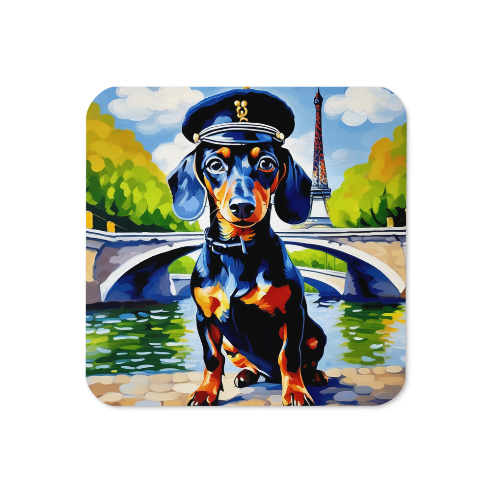 PugMug Custom Black Dachshund Coaster