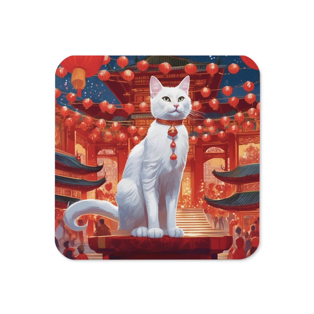 PugMug Custom White Companion Cat Coaster