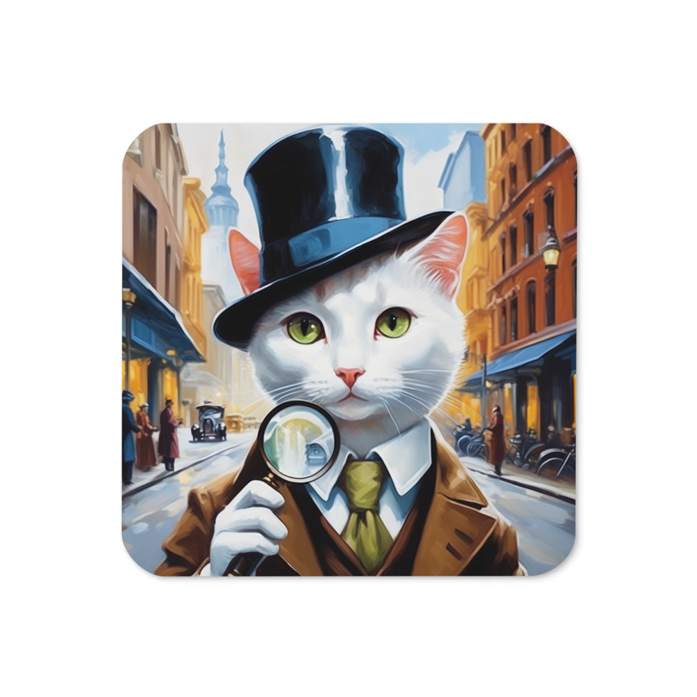 PugMug Custom White Companion Cat Coaster