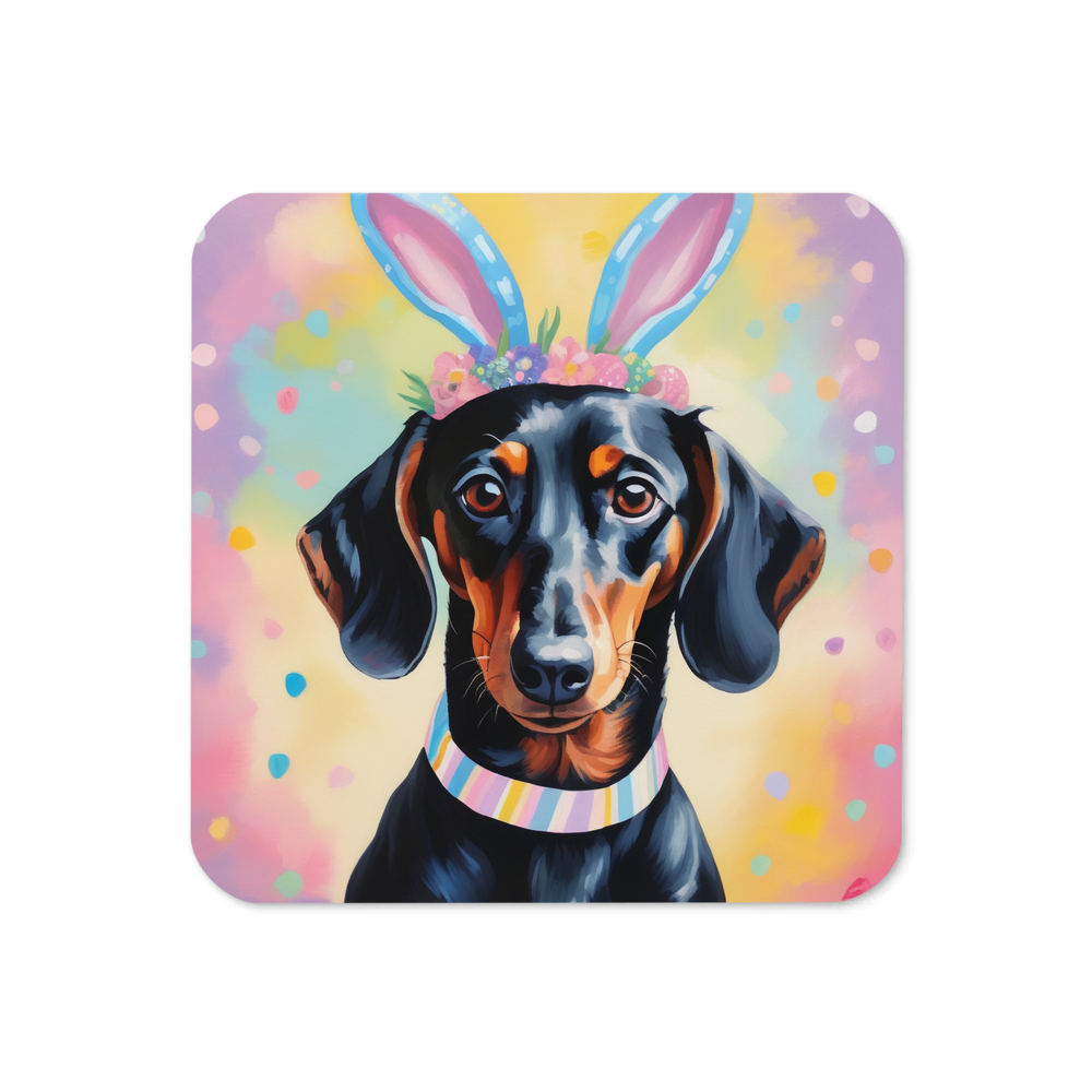 PugMug Custom Black Dachshund Coaster
