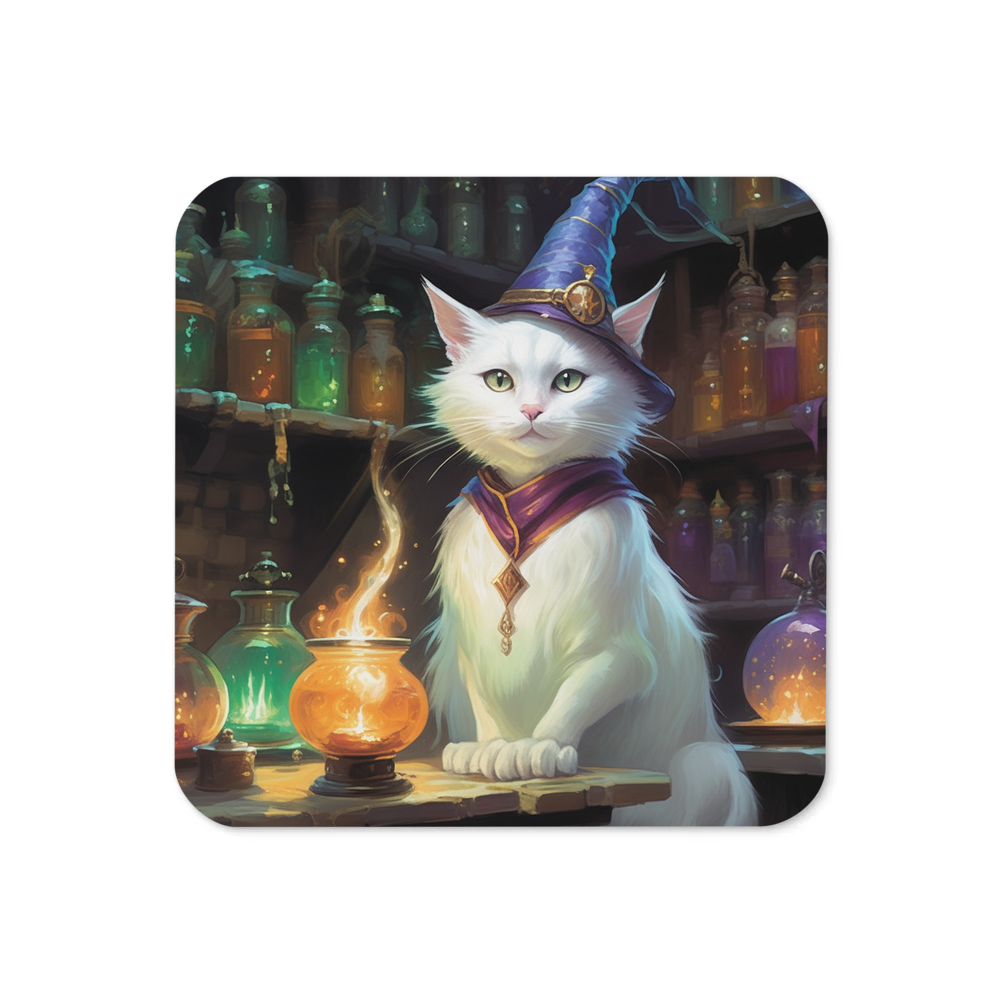 PugMug Custom White Companion Cat Coaster