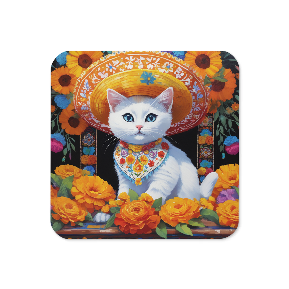 PugMug Custom White Companion Cat Coaster