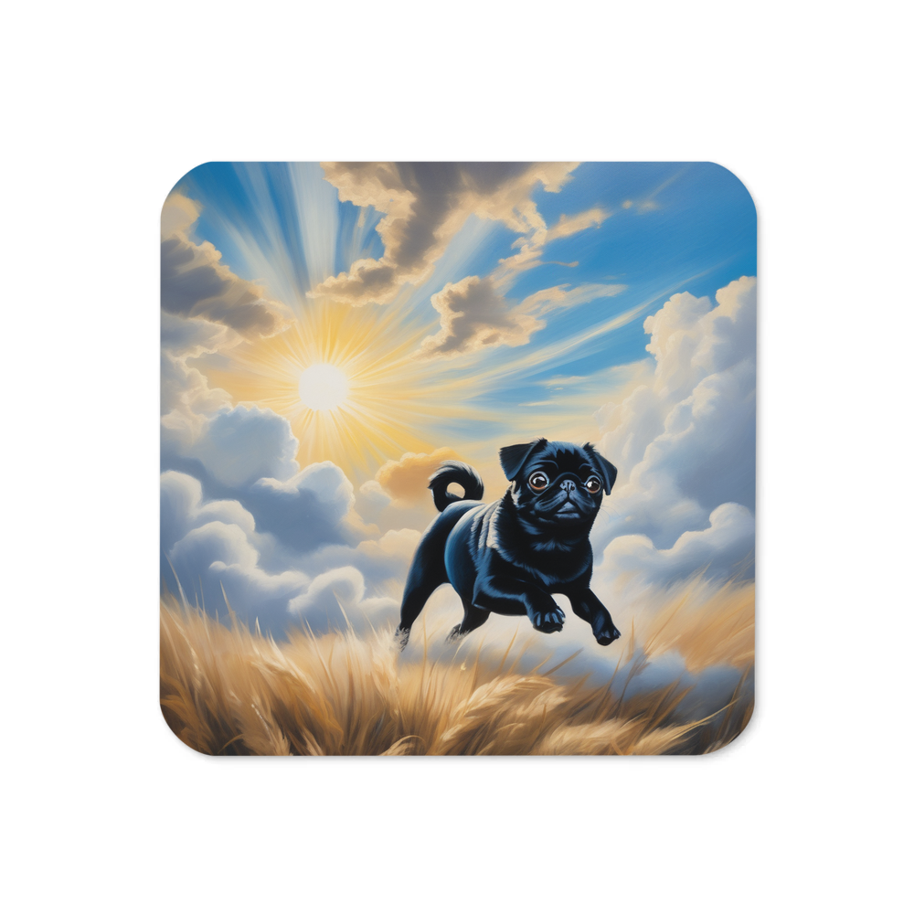PugMug Custom Black Pug Coaster