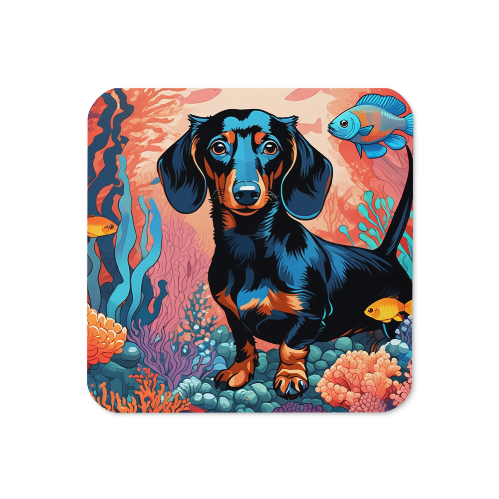 PugMug Custom Black Dachshund Coaster