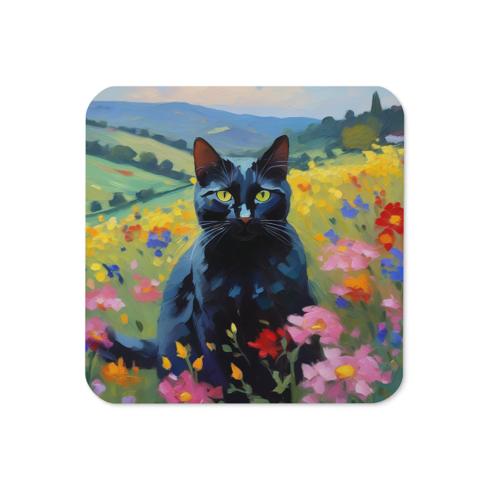 PugMug Custom Black Companion Cat Coaster
