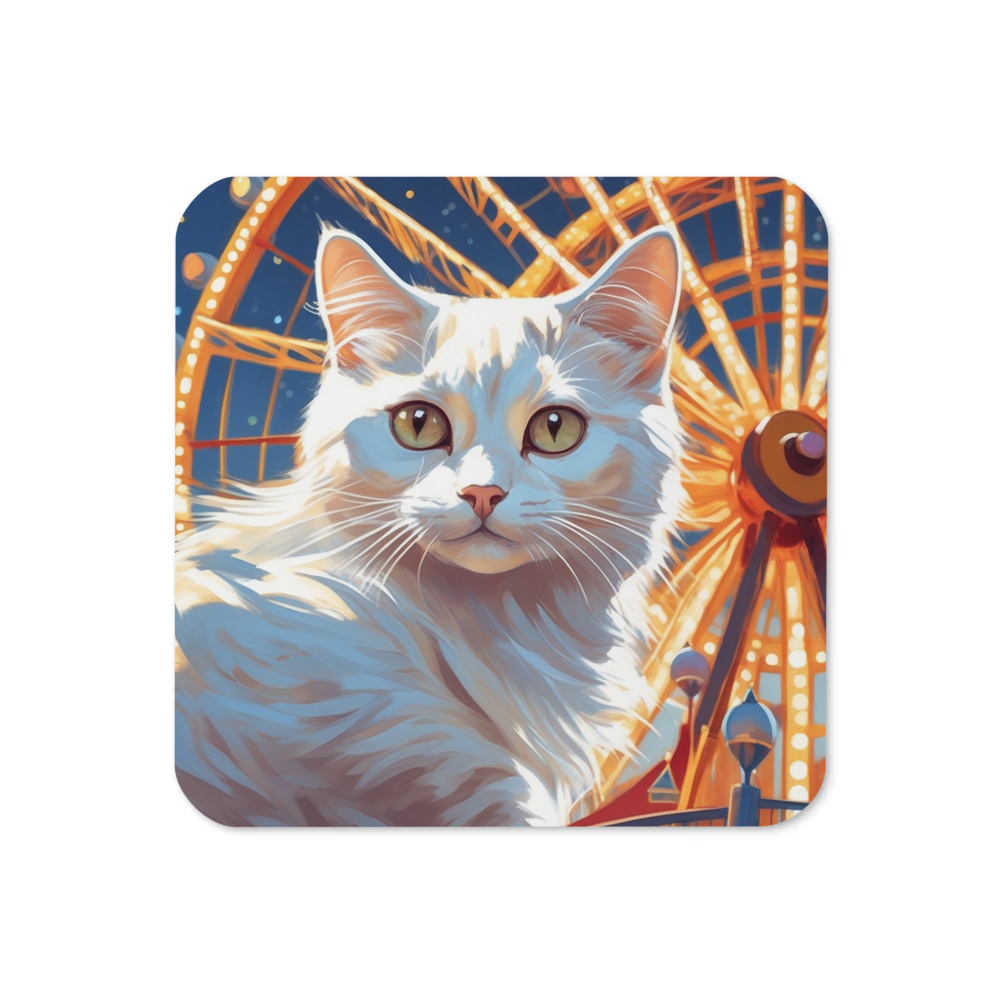 PugMug Custom White Companion Cat Coaster