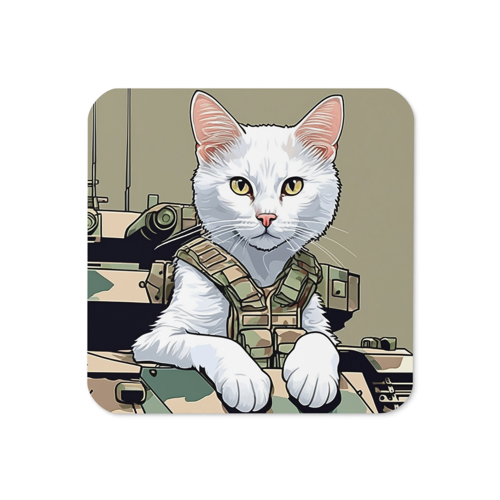 PugMug Custom White Companion Cat Coaster