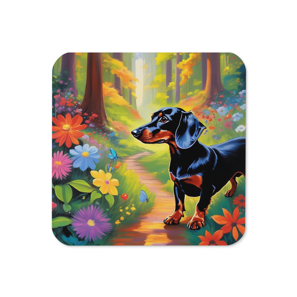 PugMug Custom Black Dachshund Coaster