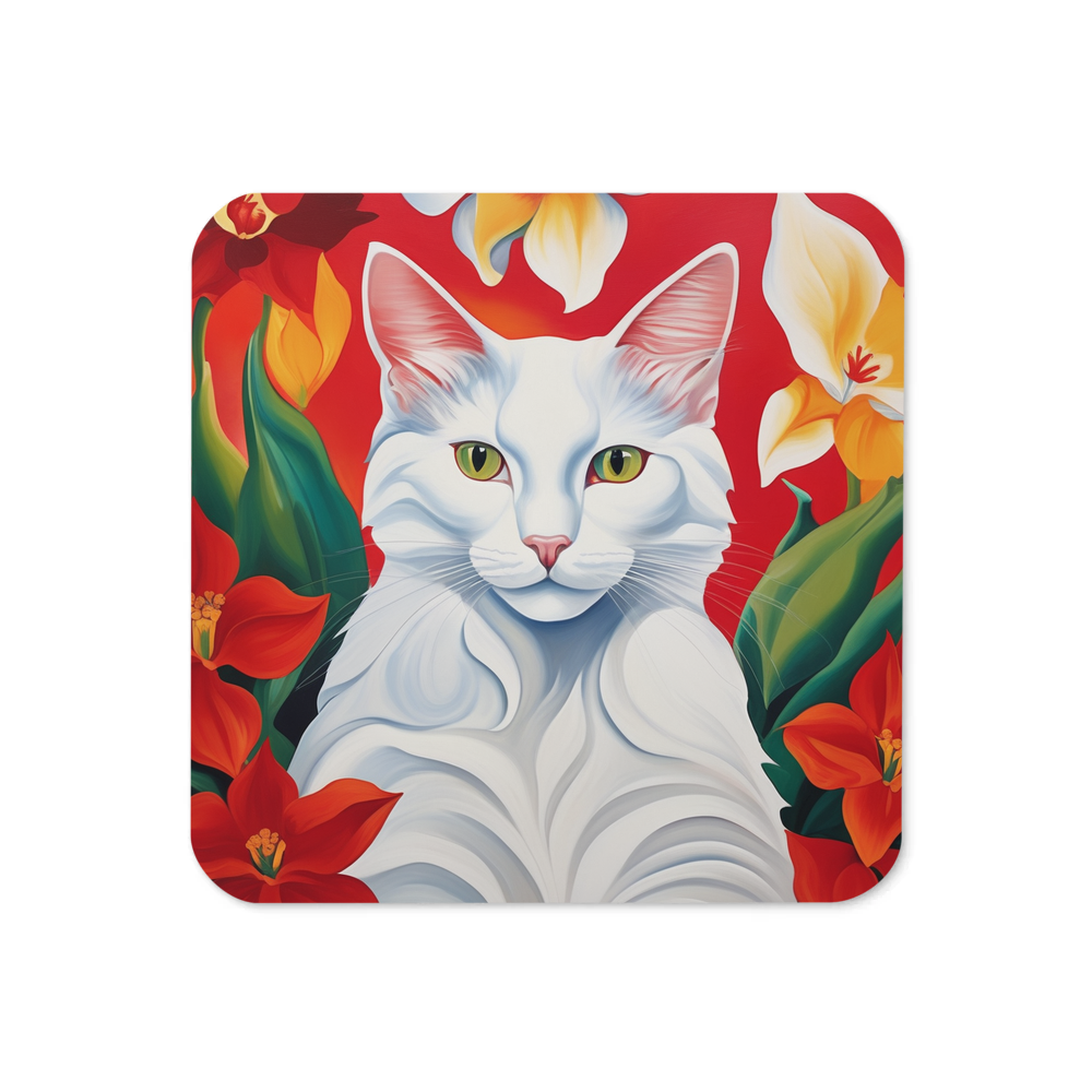 PugMug Custom White Companion Cat Coaster