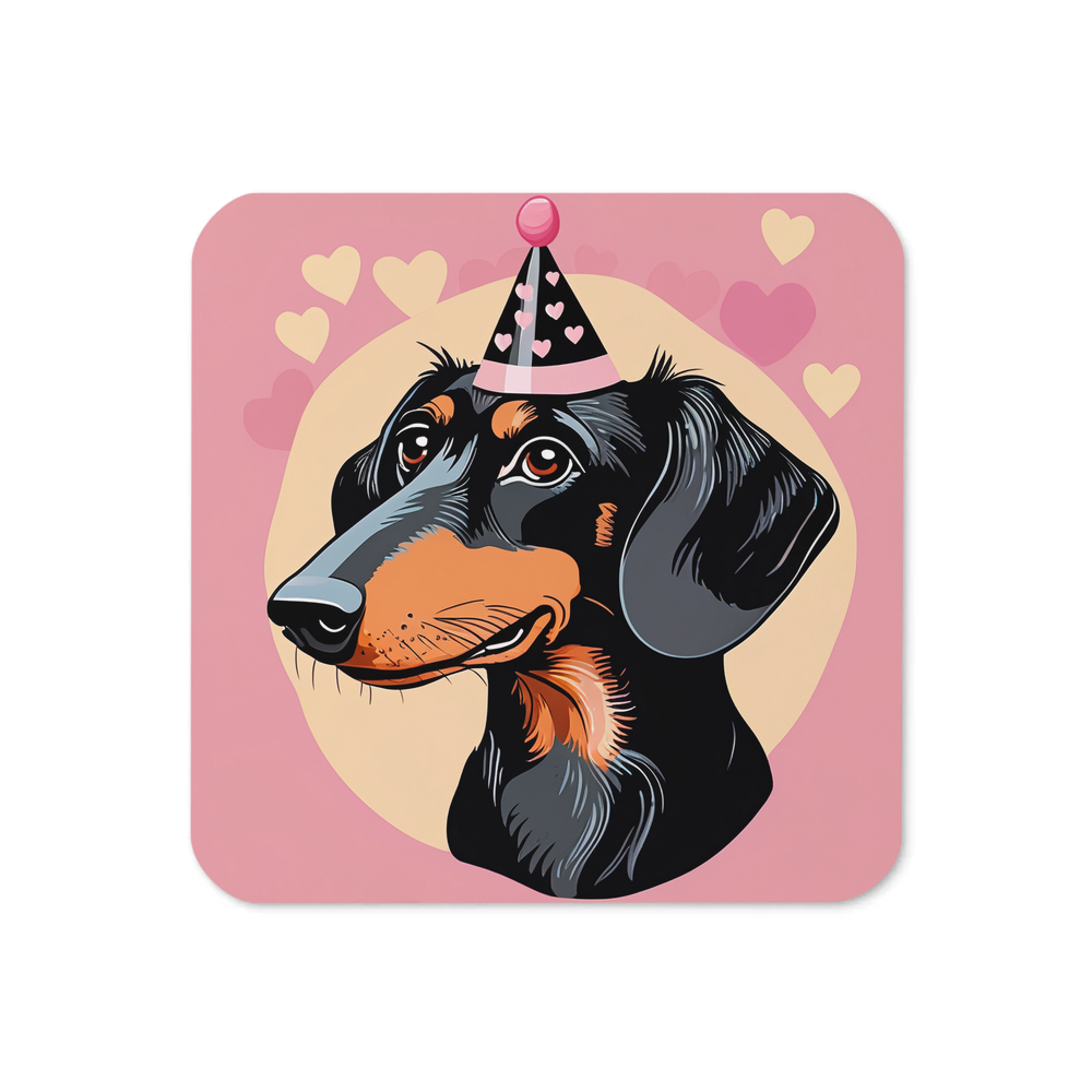 PugMug Custom Black Dachshund Coaster