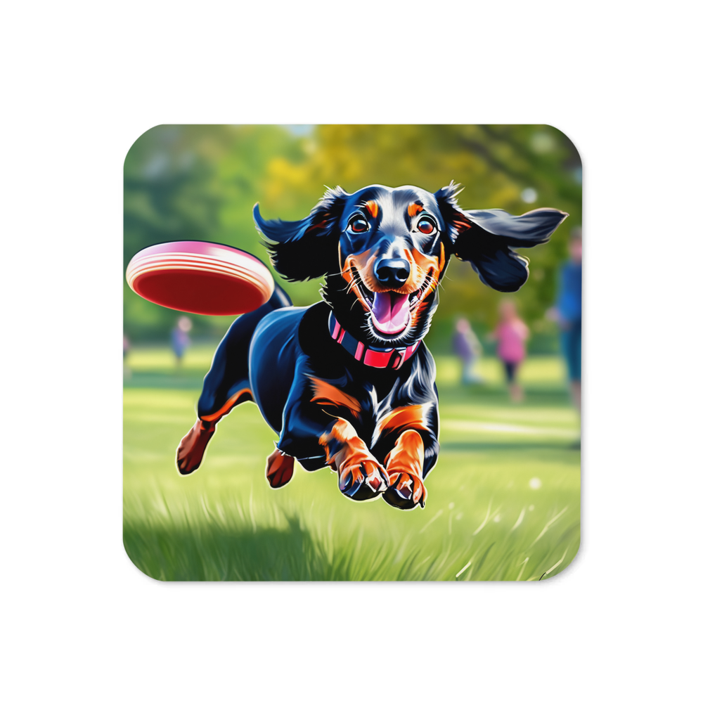 PugMug Custom Black Dachshund Coaster