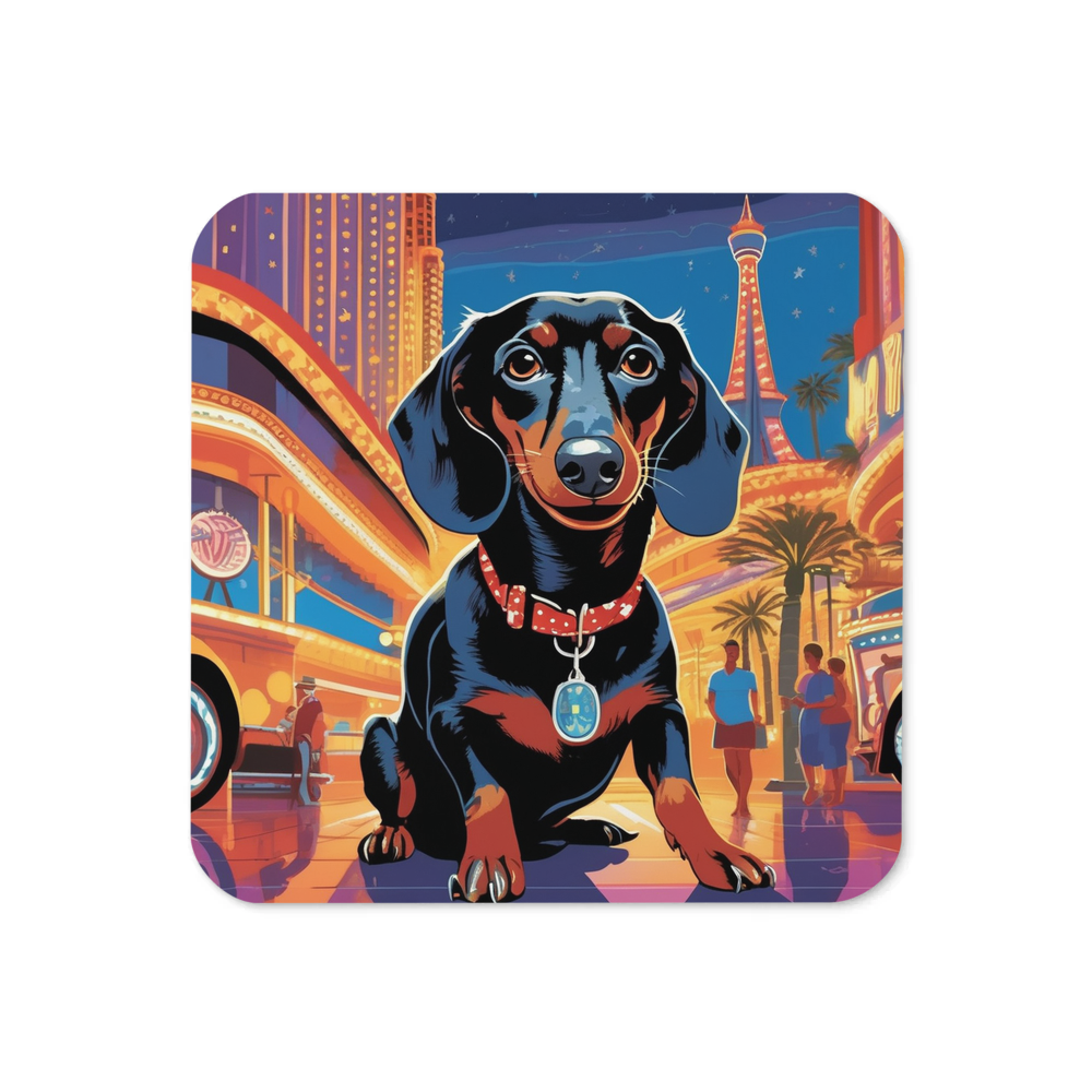 PugMug Custom Black Dachshund Coaster