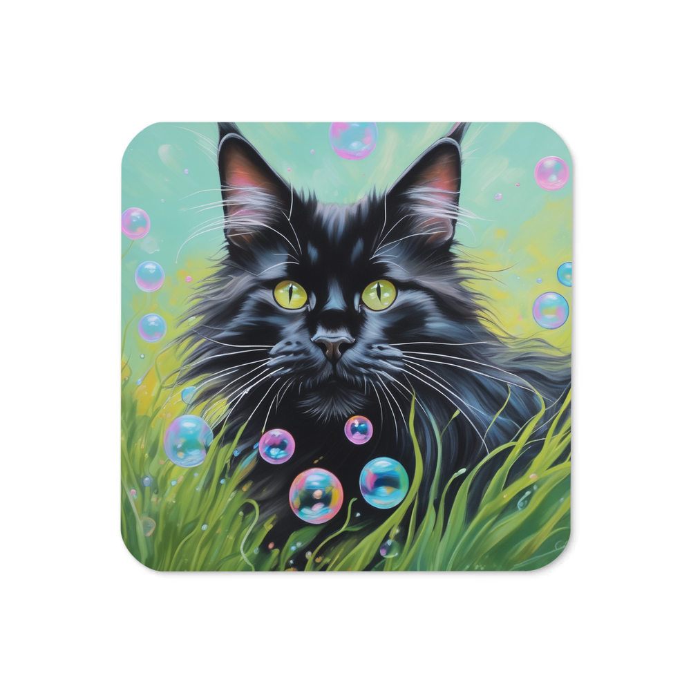 PugMug Custom Black Maine Coon Cat Coaster