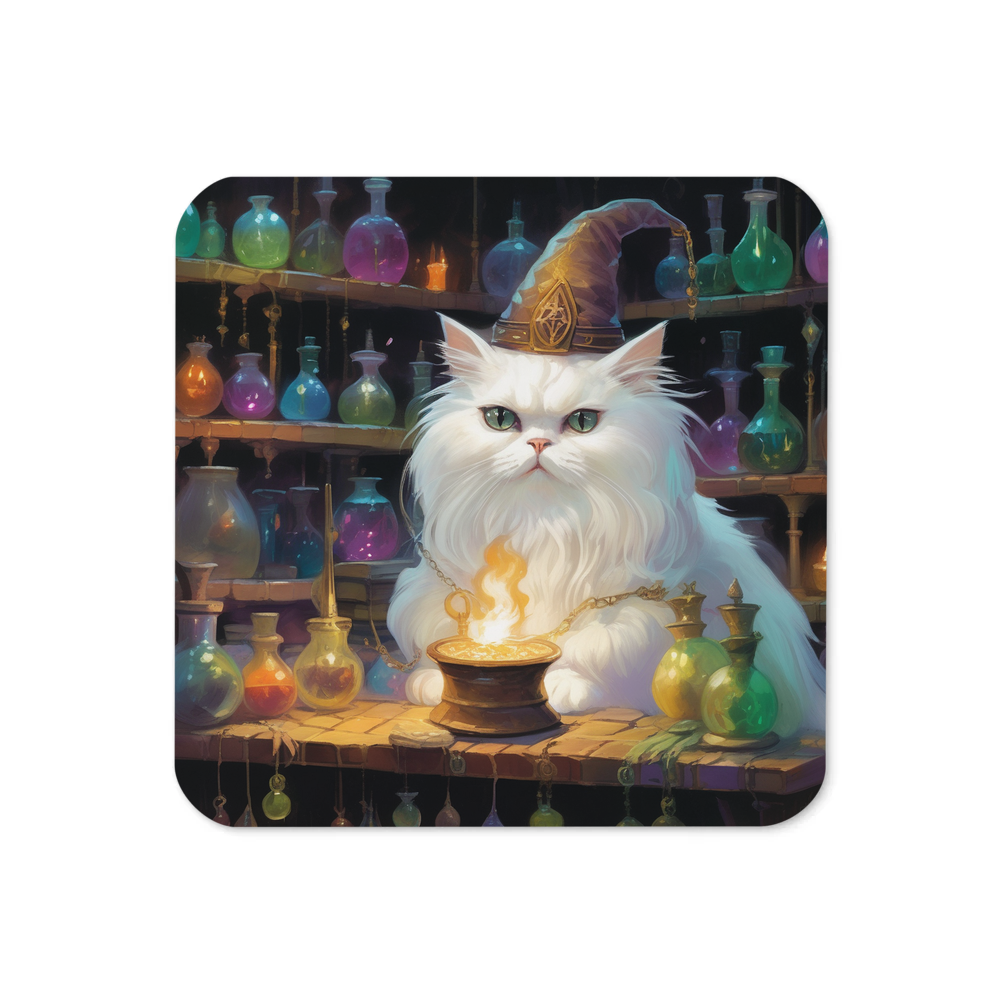 PugMug Custom White Persian Cat Coaster