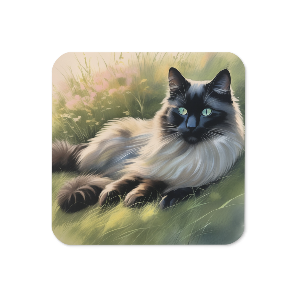 PugMug Custom Black Ragdoll Cat Coaster