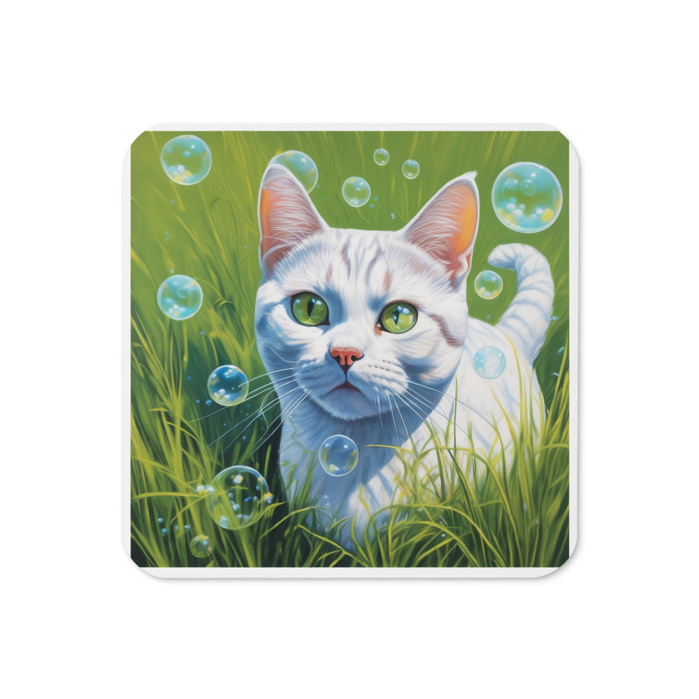 PugMug Custom White American Shorthair Cat Coaster