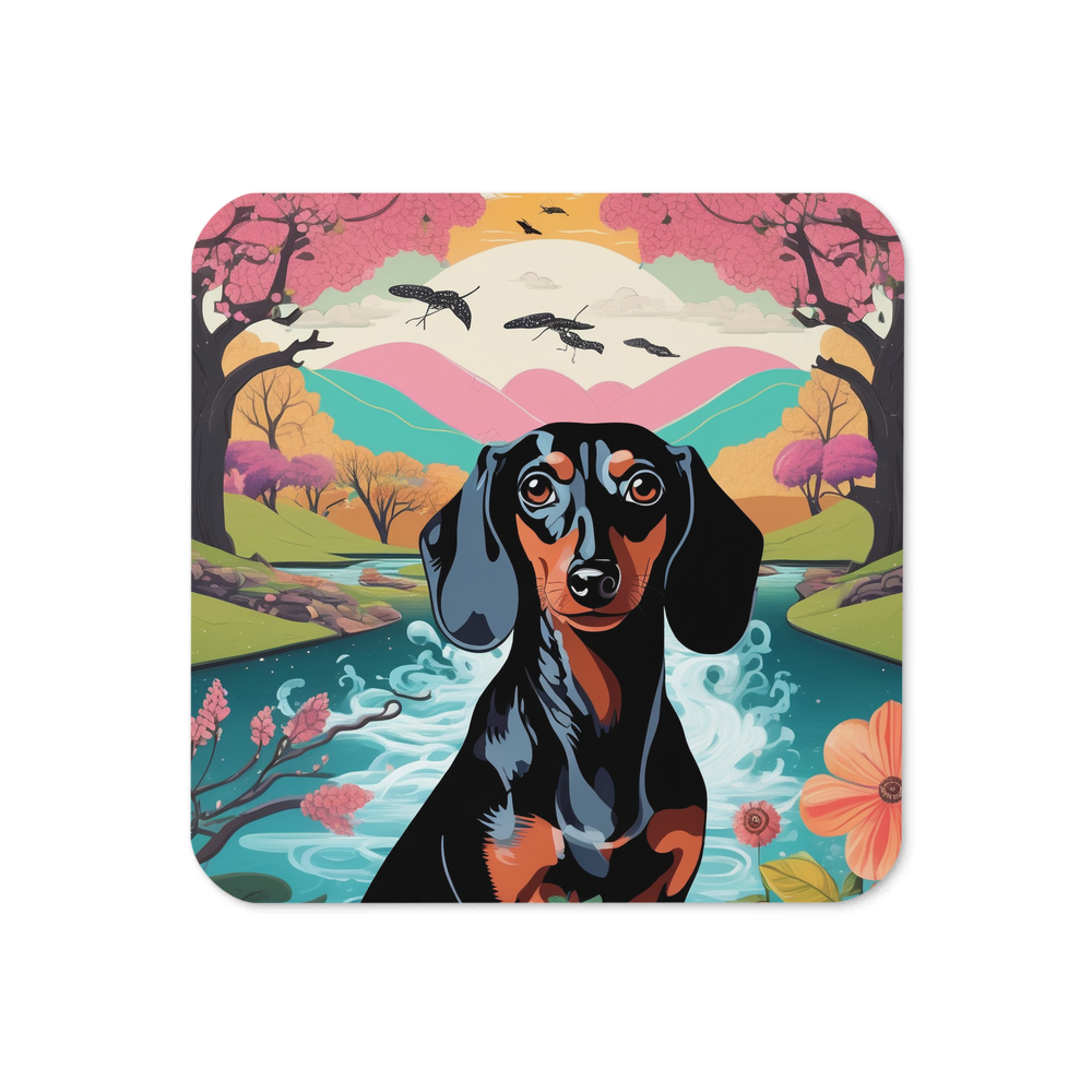 PugMug Custom Black Dachshund Coaster