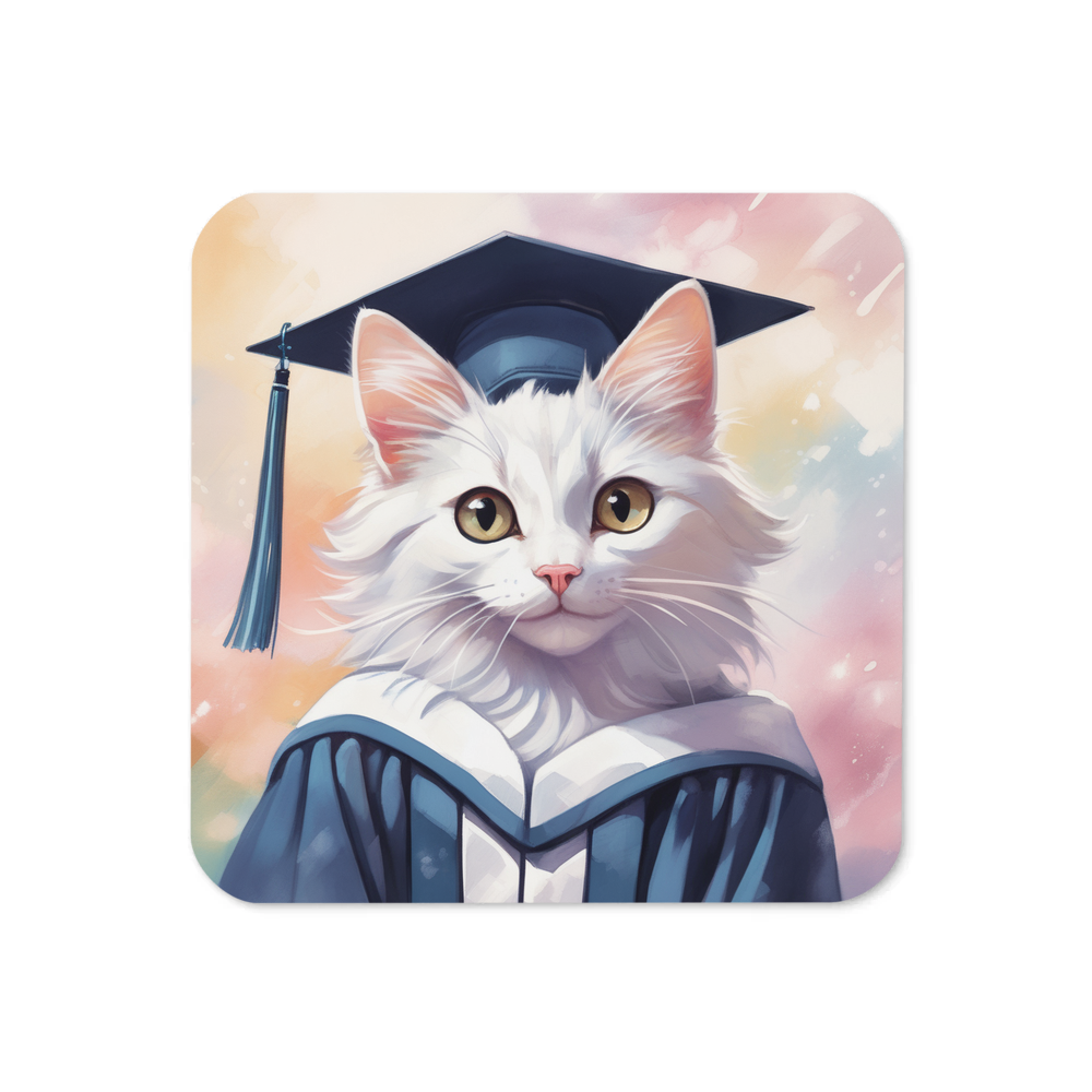 PugMug Custom White Companion Cat Coaster