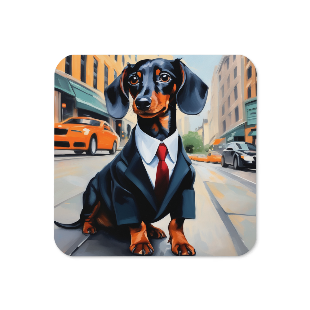 PugMug Custom Black Dachshund Coaster