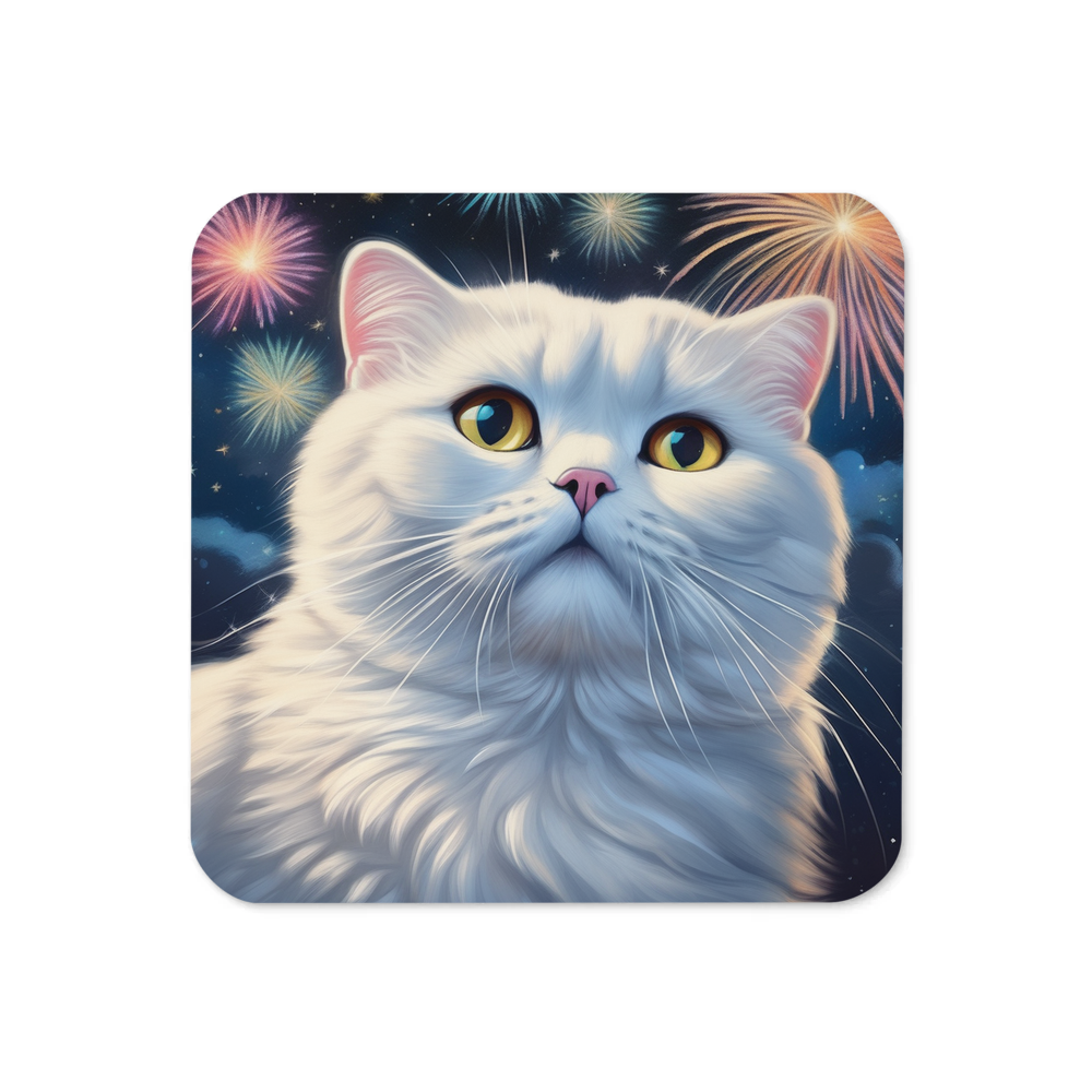 PugMug Custom White Scottish Fold Cat Coaster