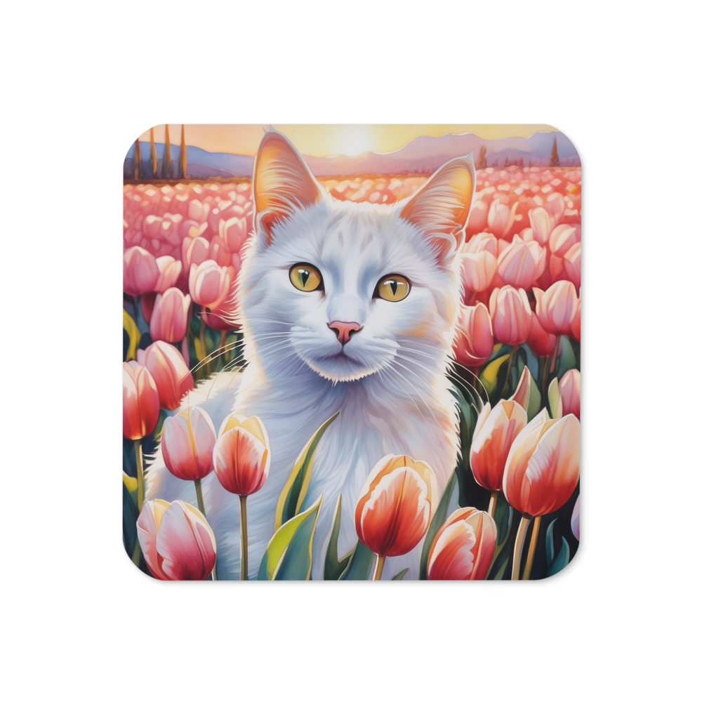 PugMug Custom White Companion Cat Coaster