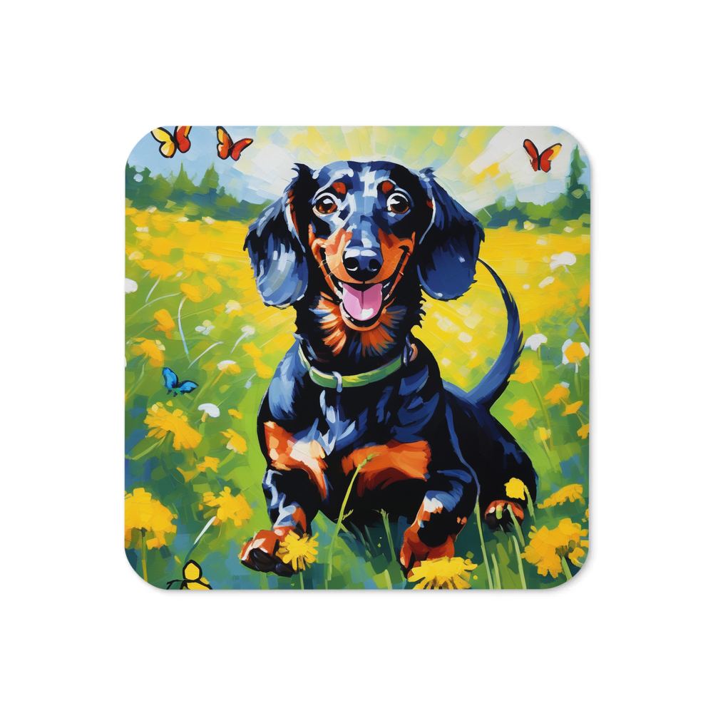 PugMug Custom Black Dachshund Coaster