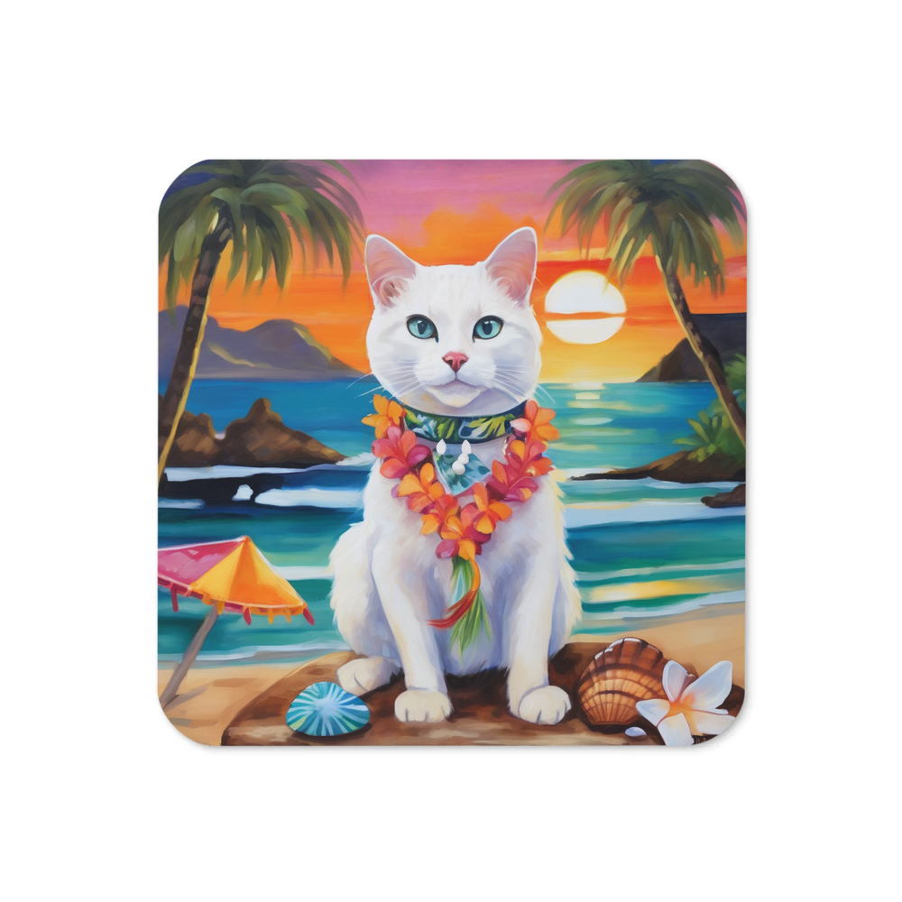 PugMug Custom White Companion Cat Coaster