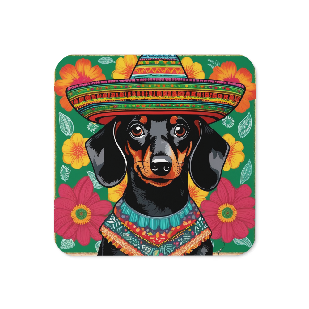 PugMug Custom Black Dachshund Coaster