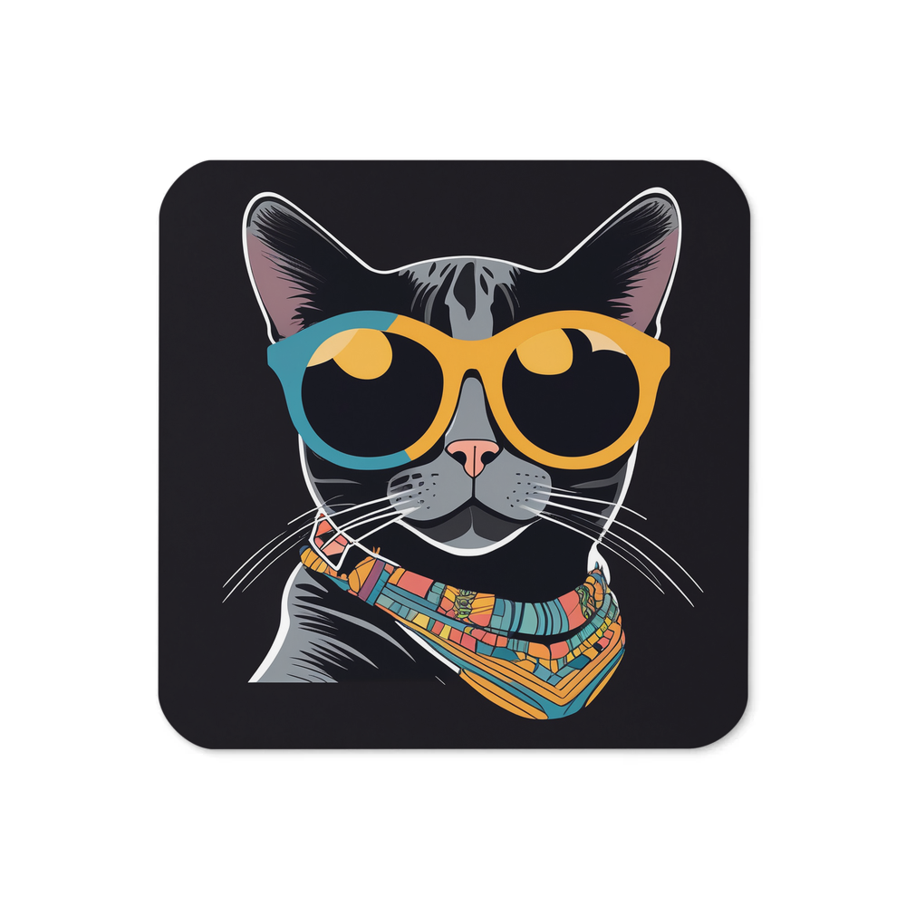PugMug Custom Black American Shorthair Cat Coaster