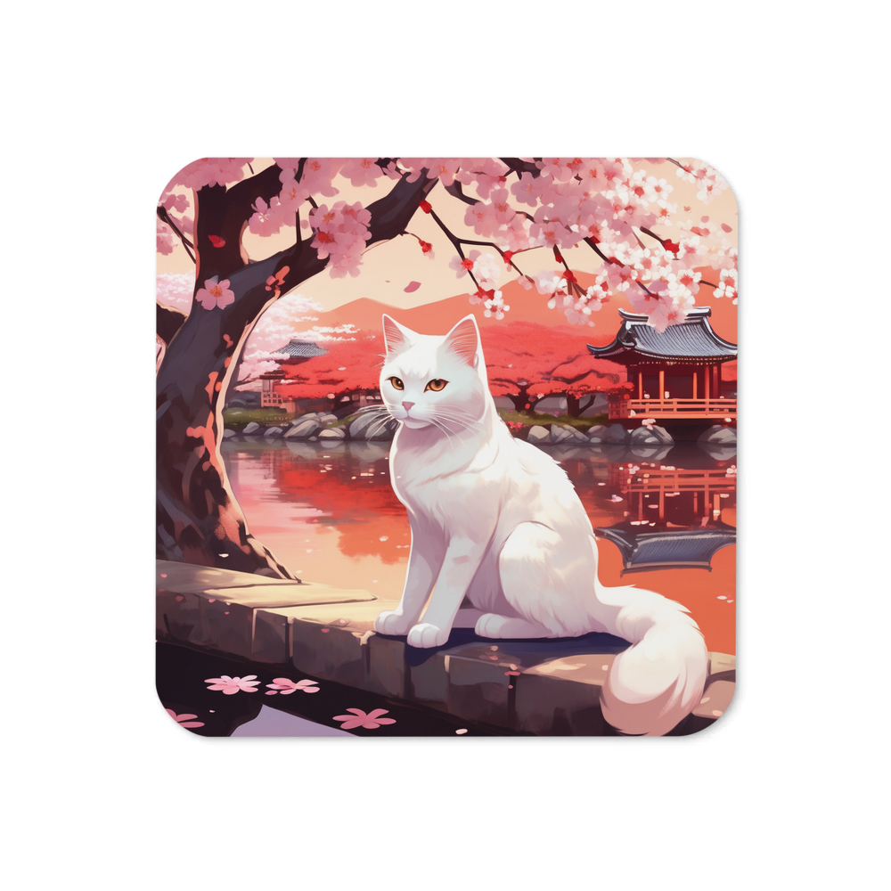 PugMug Custom White Companion Cat Coaster