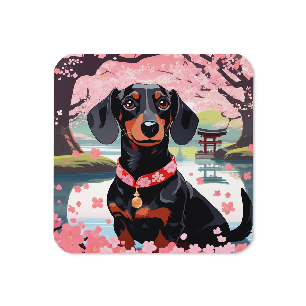 PugMug Custom Black Dachshund Coaster